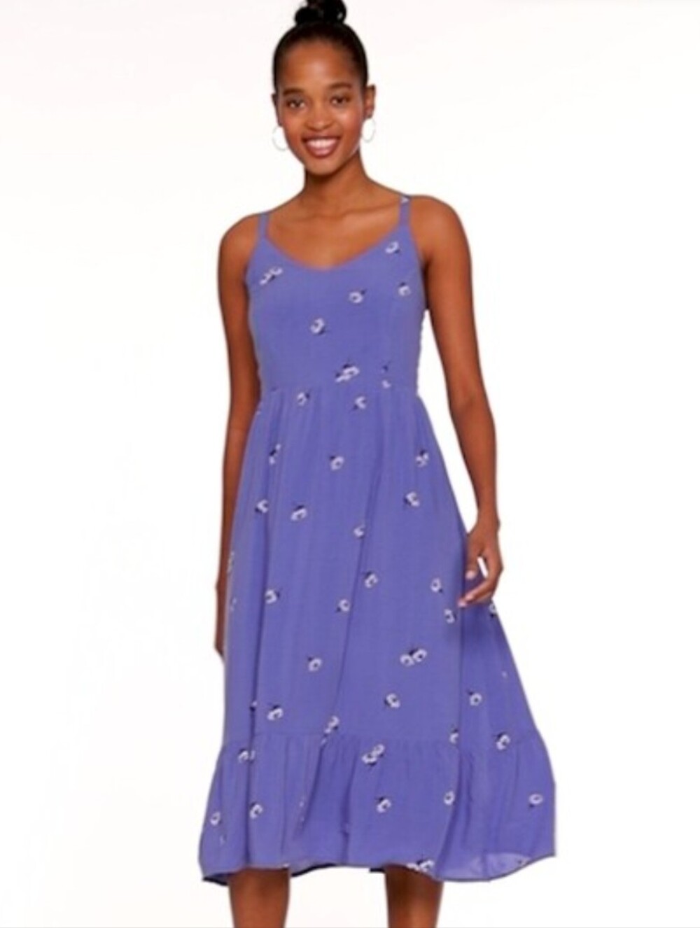 Old Navy Blue Maxi Dress with White Flowers Size Small